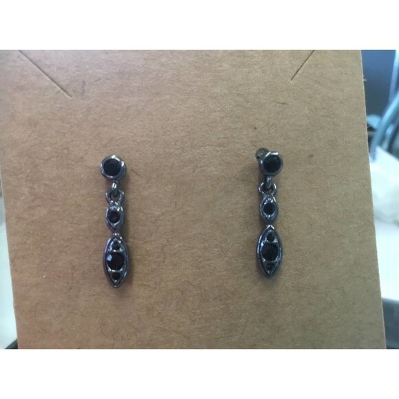 Monet Black Stone Earrings - Picture 1 of 4